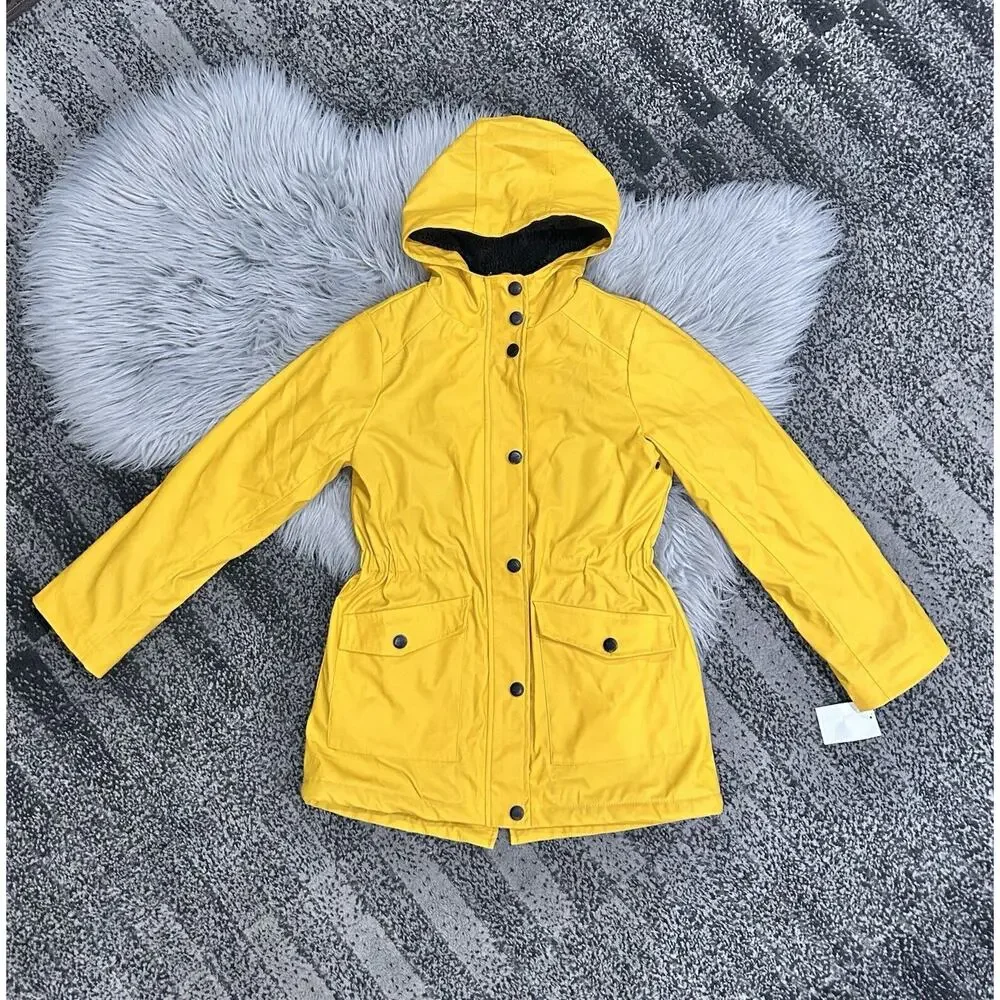 Urban Republic Girls Water Resistant Faux Fur Lined Yellow Coat 10/12Y‎ MSRP $99